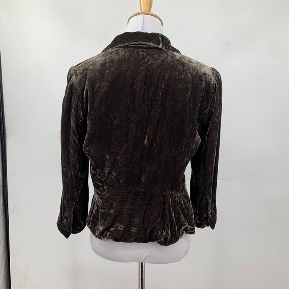 Ann Taylor Loft Jacket Womens 6 Chocolate Crushed Velvet Shawl Peplum Cropped - Picture 8 of 16